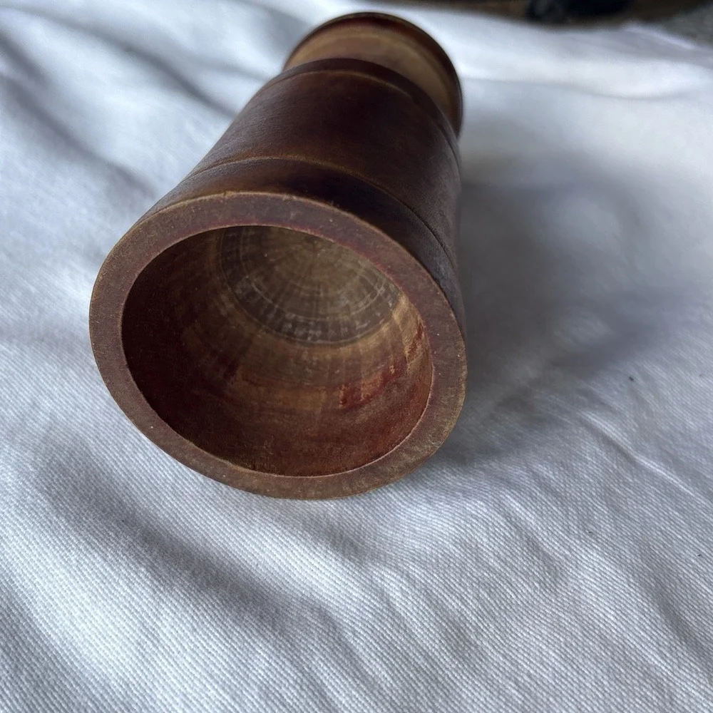 ANTIQUE TURNED WOOD JAR GOBLET CUP